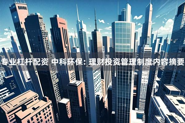 专业杠杆配资 中科环保: 理财投资管理制度内容摘要
